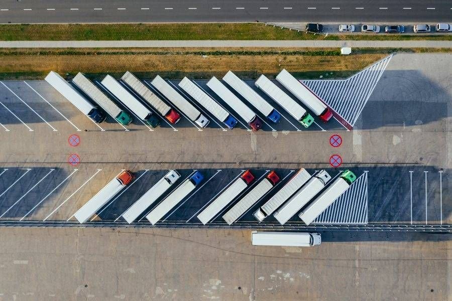Trucks delivering agri inputs to distributors